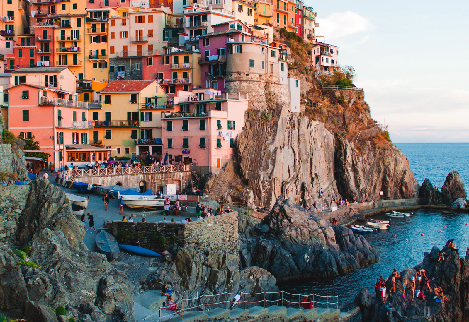 Colorful coastal architecture beside the sea